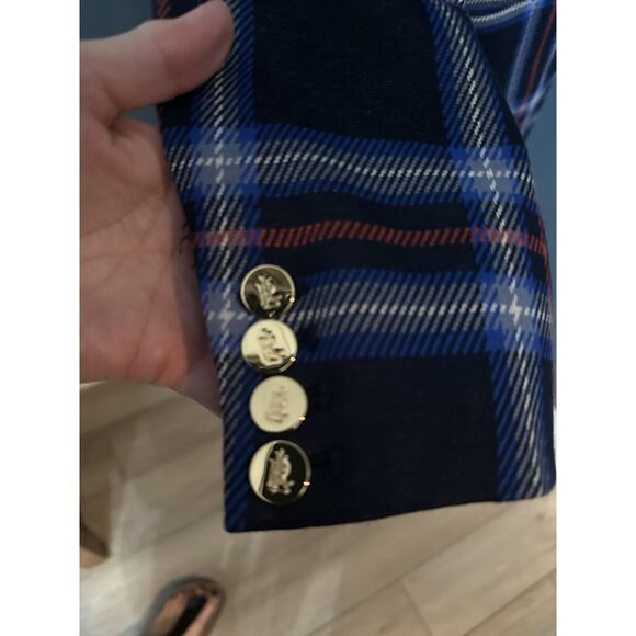 Lauren Ralph Lauren Plaid Blazer Jacket Navy/Red/White Gold Buttons Size M - Picture 8 of 12